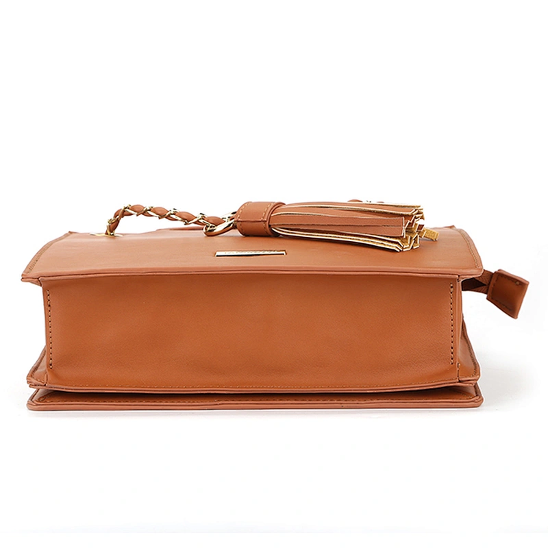7425 Free logo embossed square shape classic tassel chain crossbody bags