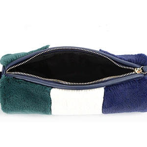 7888 Contrast block fur cute girls crossbody sling bag