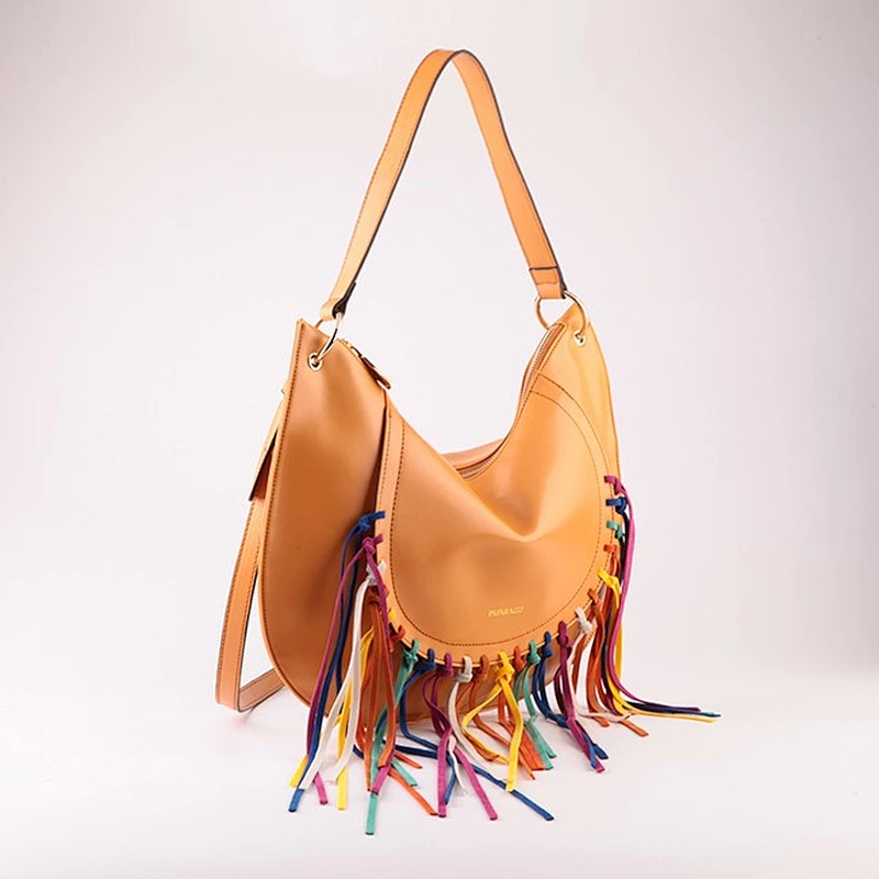 5123- China manufacturer tassel decoration woman hand bag suede leather shoulder hand bag