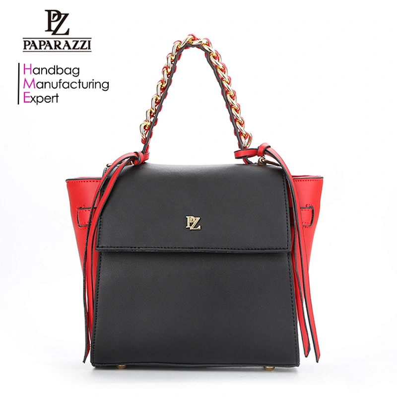 8566 outstanding workmanship contrast color PU shoulder bag ladies handbag wholesale in Guangzhou