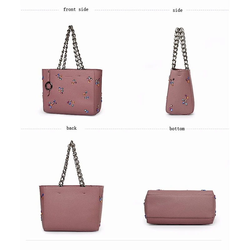 5389 -Unique Designer Handbag Factory Colorful Jewels Decoration Tote Bag for Women