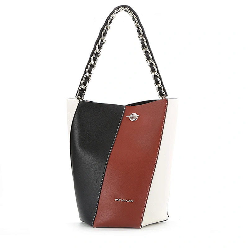 8488 Paparazzi 2018 fashion design block handbag barrel shape women double-faced PU leather tote bag