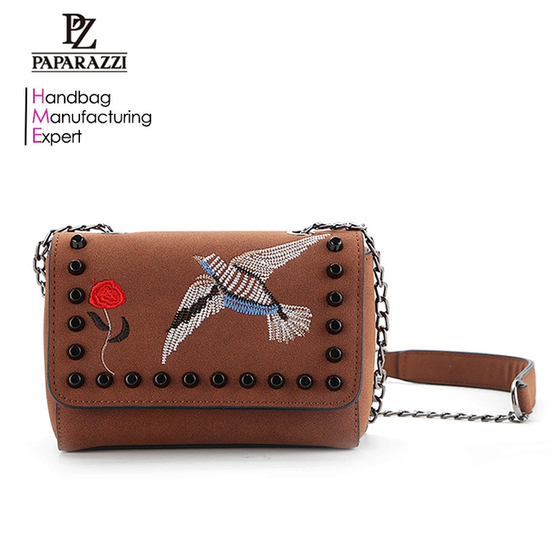 8518 Manufacture OEM/ODM Unique Original Designer Crossbody bag Embroideries Ladies Handbag for 2018 spring