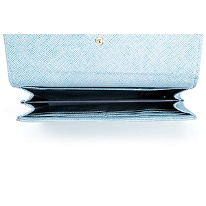 5032-Ladies fashion light blue metal plate flap PU wallets