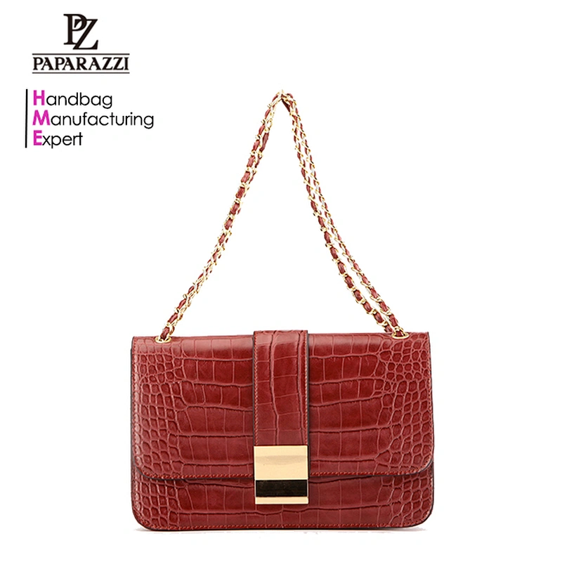 6523# 2019 Bolsos de mujer newly fashion design red crocodile reversible ladies shoulder bags latest leather crossbody bag women