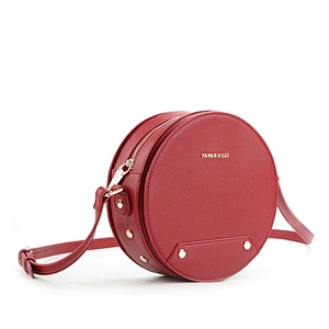 #8974 2019 BSCI Authorized Myanmar manufacturer Free customized red round shaped handbag round crossbody bag