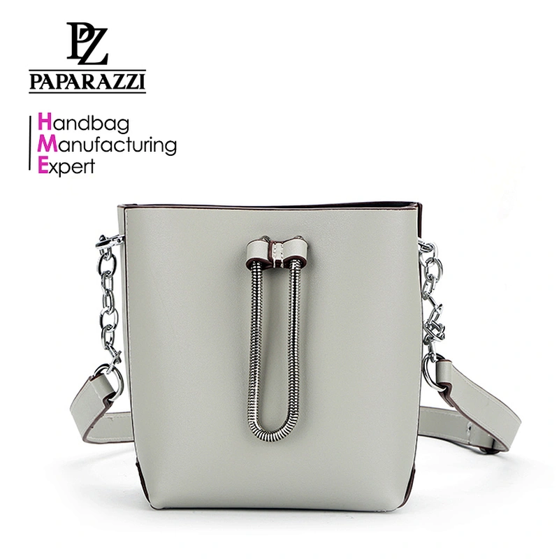 8549- Plain PU two sets grey colors bucket bags 2018