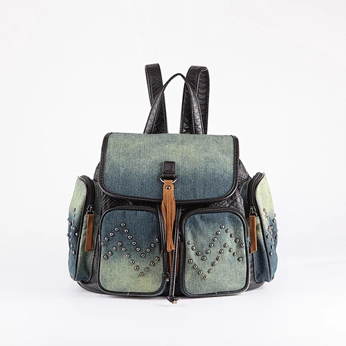 3867 - Custom wholesale fashion jeans women handbag stylish backpack