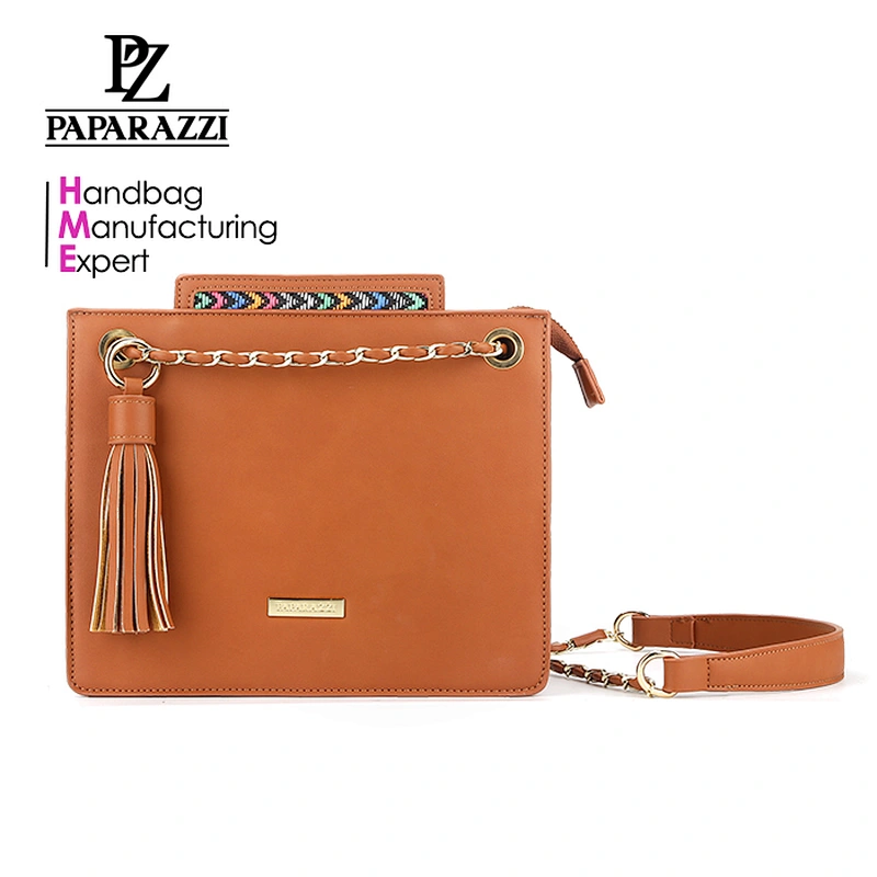 7425 Free logo embossed square shape classic tassel chain crossbody bags