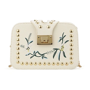 7387 Paparazzi Newest embroidery pattern elegant lady faux leather crossbody bags