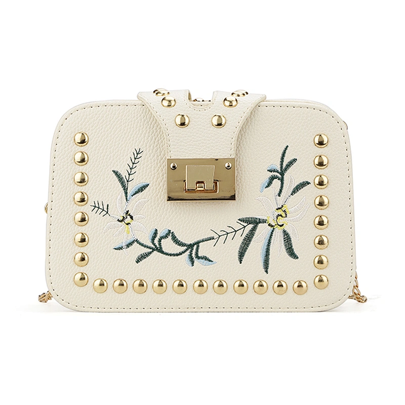 7387 Paparazzi Newest embroidery pattern elegant lady faux leather crossbody bags