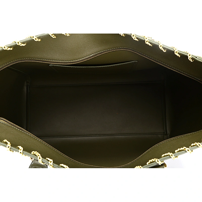 7444-Decorative metal chain China supplier PU leather shopper bags