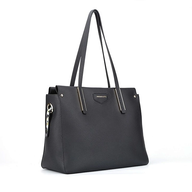 5828 2018 Guangzhou factory high quality leather tote bag custom print on inside of bag