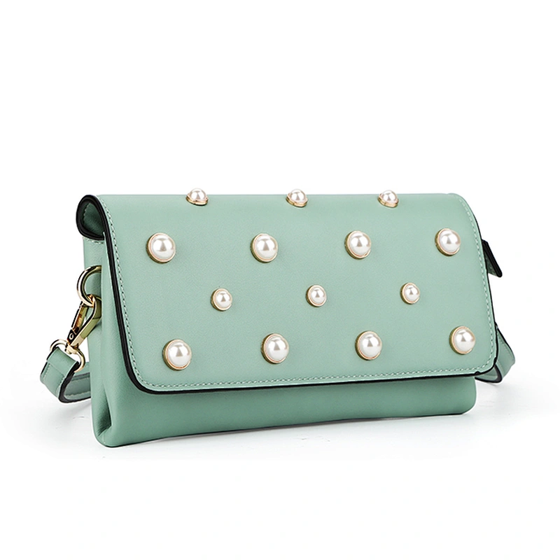 7452 Paparazzi new arrival fashion design high quality decorative pearls PU leather lady handbag