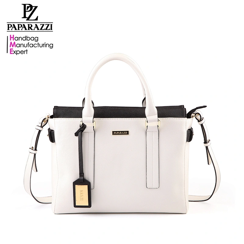 Paparazzi 24 years oem handbag factory 2016 NO. 5176 PU leather briefcase contrast color shoulder office laptop bag