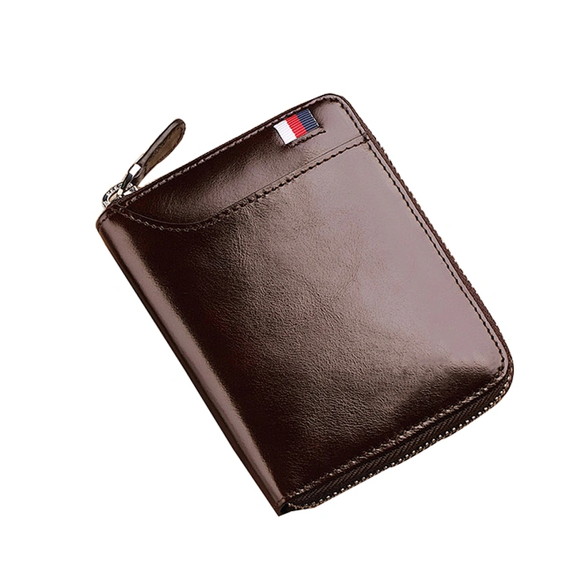 8275-Wholesale original design men's leather short zipper wallets genuine leather multi-card small wallet for man