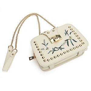 7387 Paparazzi Newest embroidery pattern elegant lady faux leather crossbody bags