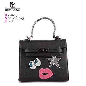 3927-Italian style saffiano jacquard smile face brand handbag