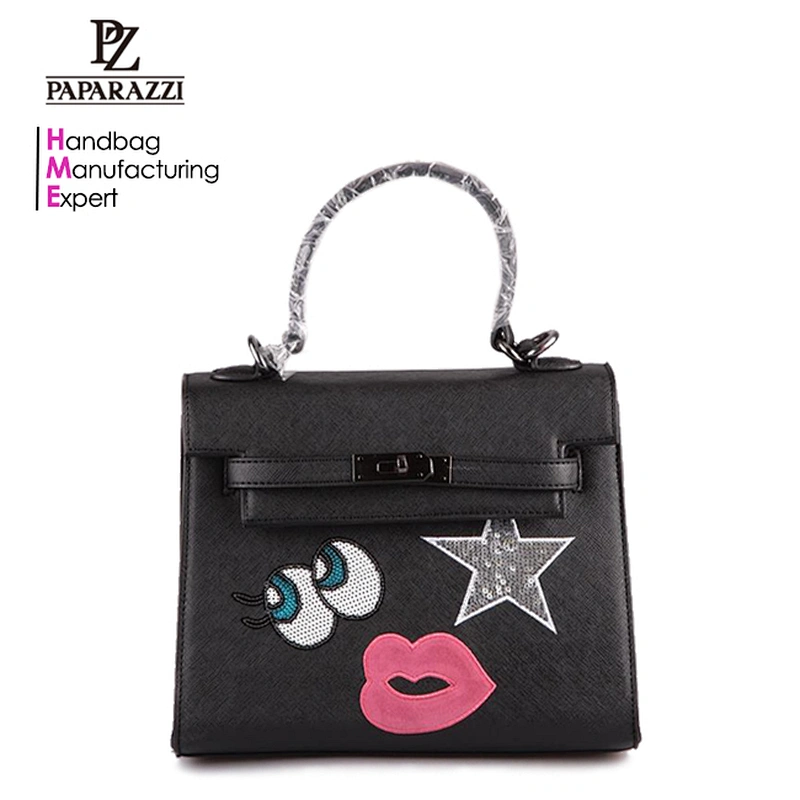 3927-Italian style saffiano jacquard smile face brand handbag