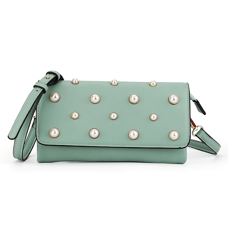 7452 Paparazzi new arrival fashion design high quality decorative pearls PU leather lady handbag