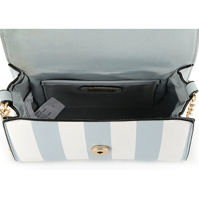 #8678 Fancy design PU leather stripe printing embroidery flower foldable hanging brand cross shoulder bag