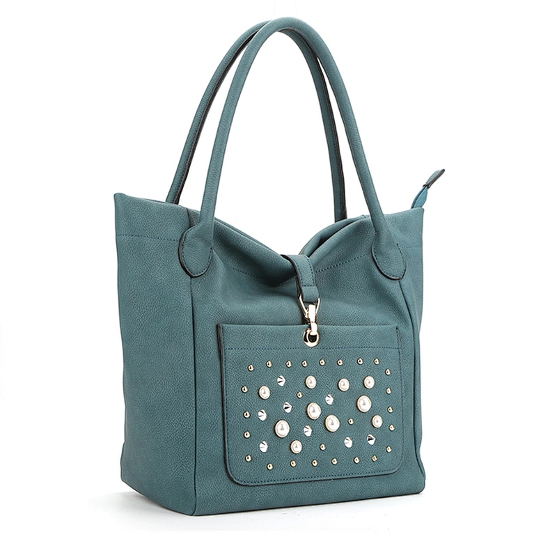 7448 New Arrival Wholesale Paparazzi Designer PU Leather Lady Fashion Beads Tote Bag ODM Custom Women Handbags