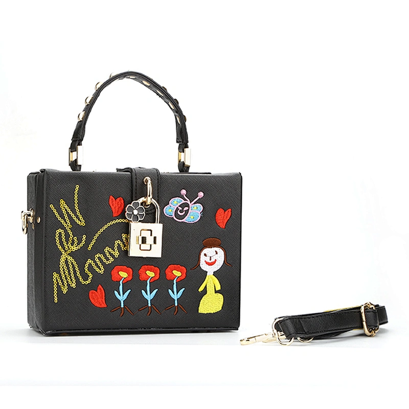7408 Paparazzi best selling custom design Saffiano PU material embroidery Boutique box bag