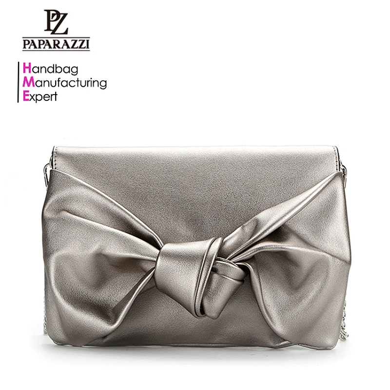 8630 Paparazzi 2018 hot sale fashion big butterfly knot evening bag high quality pu lady clutch bag