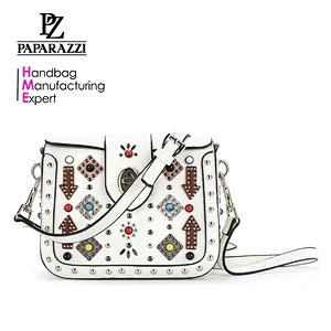 8465 colorful pearls and patchwork decoration handbag women usuage studs cross body bag new arrival for 2018
