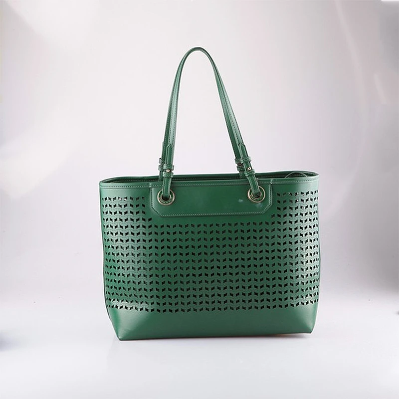 3471 2018 Guangzhou manufacturer Logo customized ladies PU leather handbags with fashionable laser cut pattern