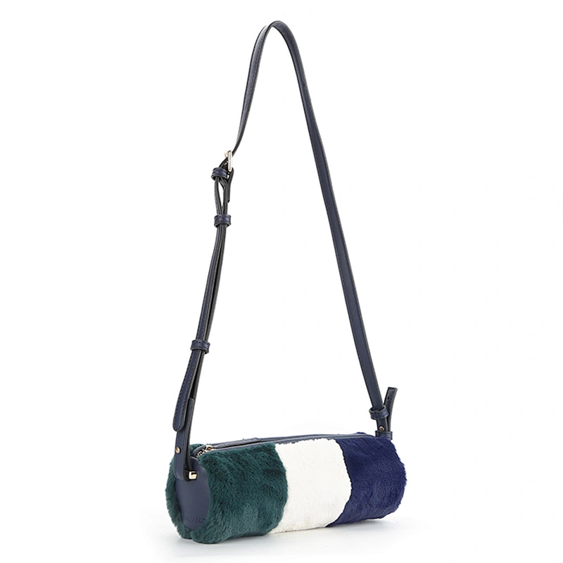 7888 Contrast block fur cute girls crossbody sling bag