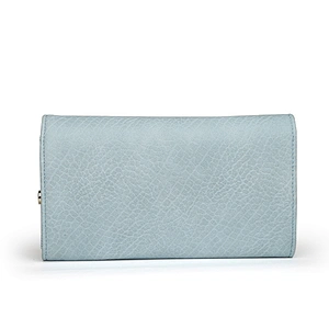 5032-Ladies fashion light blue metal plate flap PU wallets