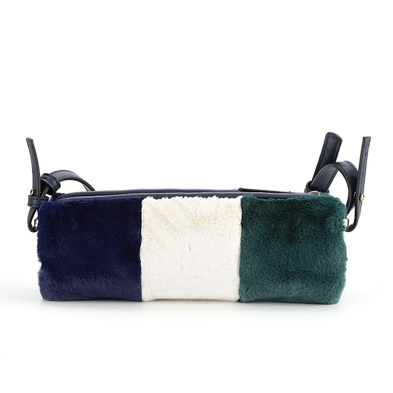 7888 Contrast block fur cute girls crossbody sling bag