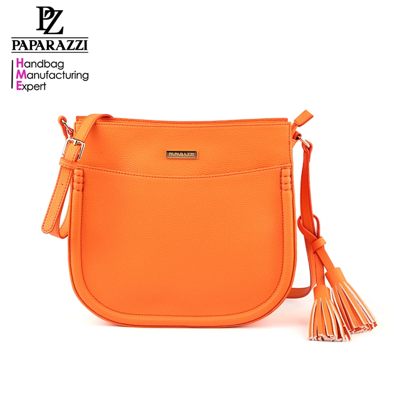 5189 Paparazzi leather fashionable woman pu shoulder bag with tassel design