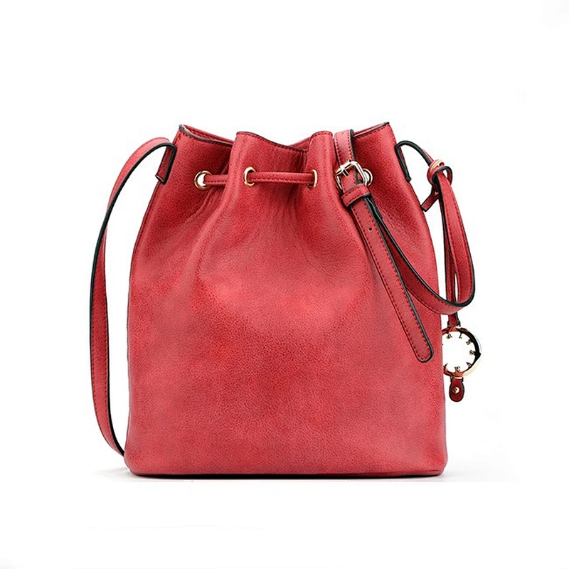 6560 Ladies stripe stitching basket bag drawstring