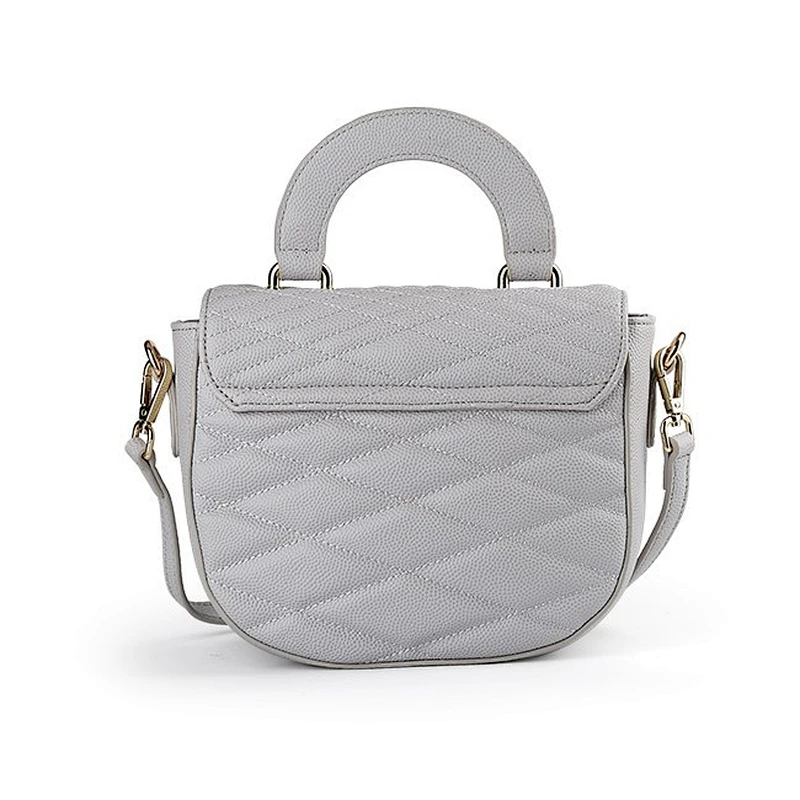 6976-PAPARAZZI New design 2017 grained PU quilted flap shoulder bags with semi-circle handle