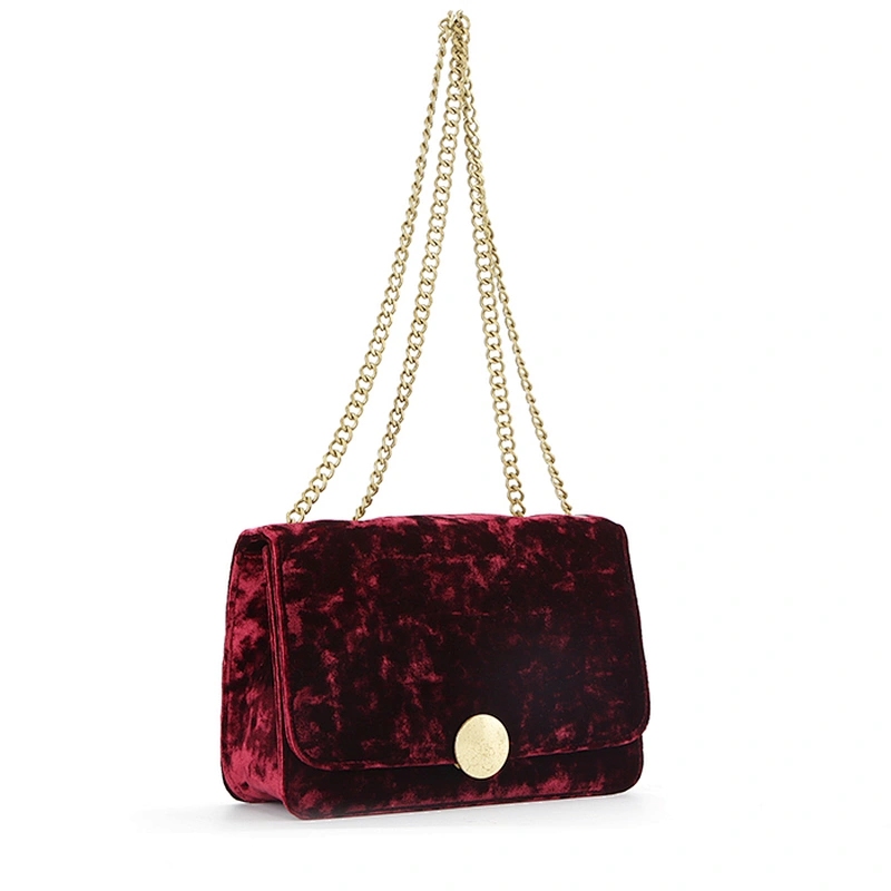 8831 New arrival Guangzhou manufacturer high quality fashion trend wine velvet shoulder bag for 2018