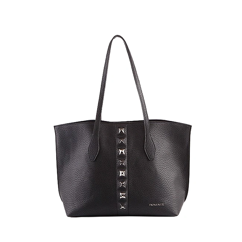 #5065 Tariff Free Myanmar made new arrival fashion hardware decorate large black ladies hand bags PU leather bags women handbag