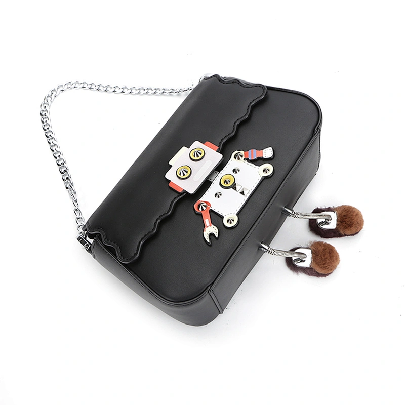 8523 Unique designer cross body bags cute style shoulder hand bag with robot pattern hardware for fashion girls