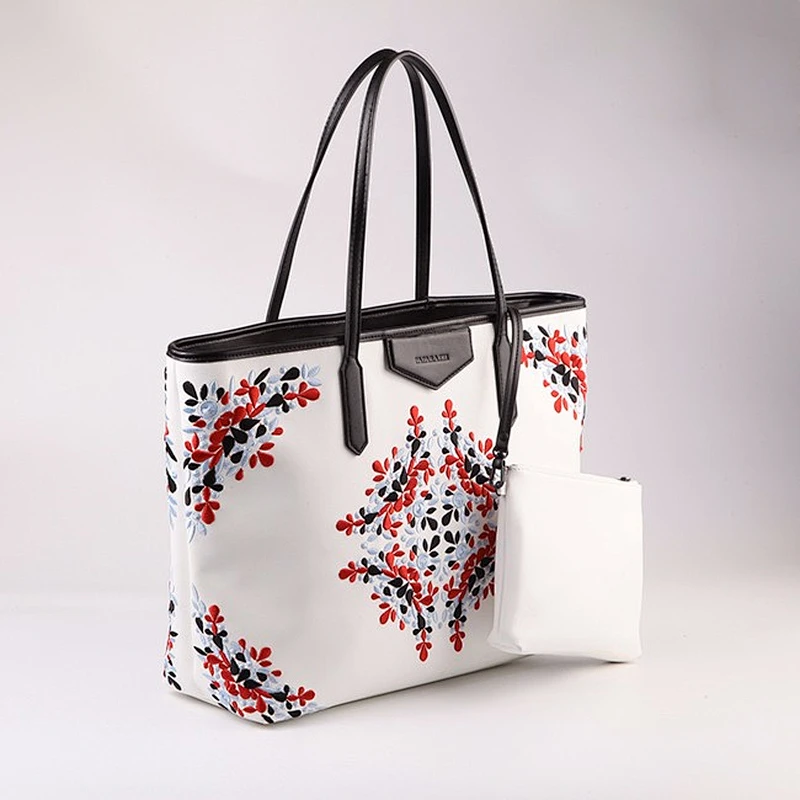 4125- PAPARAZZI Guangzhou Handbag Manufacturer digital embroidery mother bag tote shopping bag With Outside Wallet