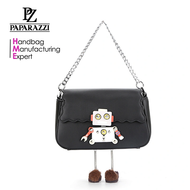 8523 Unique designer cross body bags cute style shoulder hand bag with robot pattern hardware for fashion girls