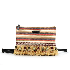 7892 2018 New arrival Latest design Bohemian style braided straw ladies crossbody Ethnic Bag