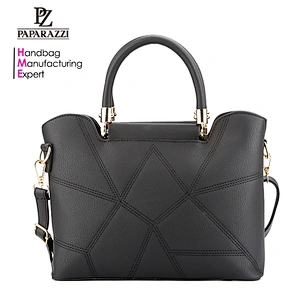 7429-Classic style two compartments hard handle women smooth PU handbags