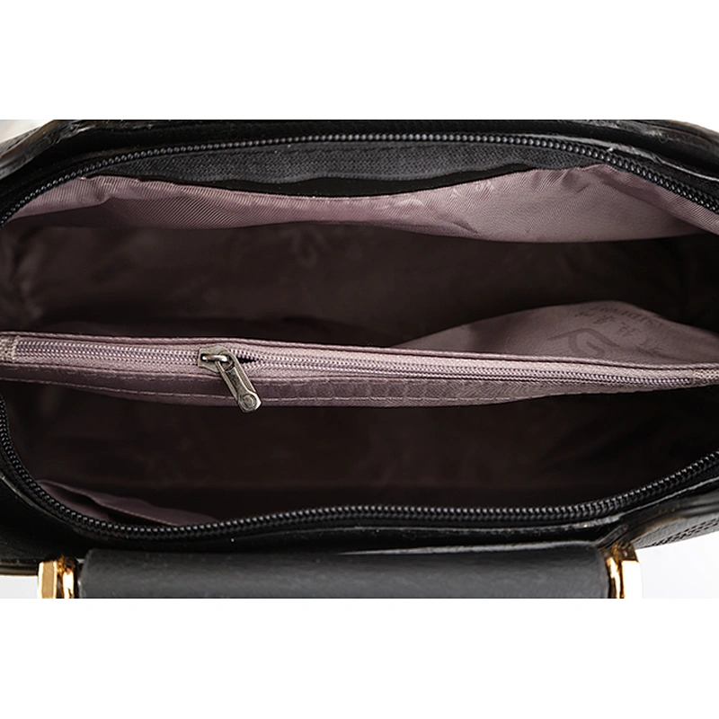 7429-Classic style two compartments hard handle women smooth PU handbags