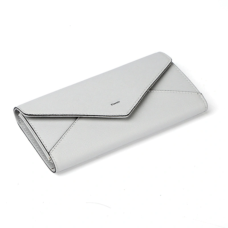 7055-3 folded guangzhou factory grey color saffiano PU leather wallets