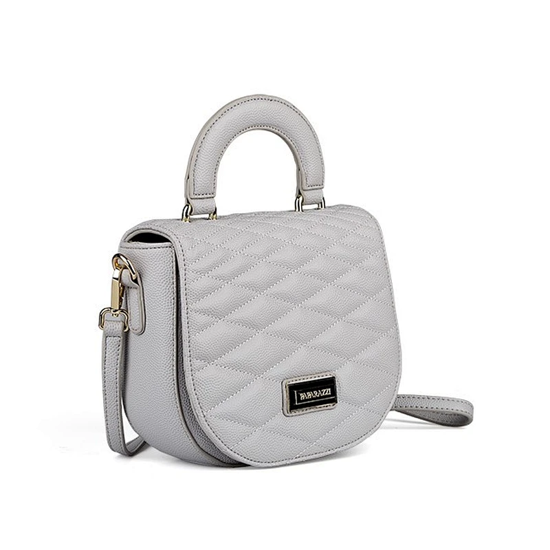 6976-PAPARAZZI New design 2017 grained PU quilted flap shoulder bags with semi-circle handle