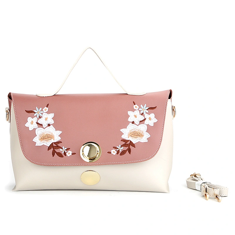 8582 Latest pretty embroidery designer floral women handbags 2018 Guangzhou handbag factory