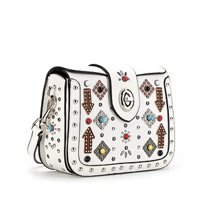 8465 colorful pearls and patchwork decoration handbag women usuage studs cross body bag new arrival for 2018