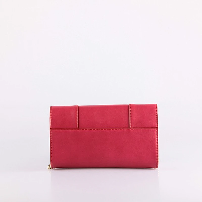 4441-Chain shoulder strap genuine leather clutch purse women wallet ladies