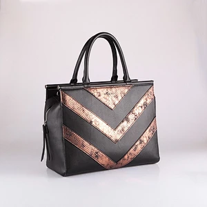 5020-Fashion ladies high end metallic PU stripe satchel bags China factory